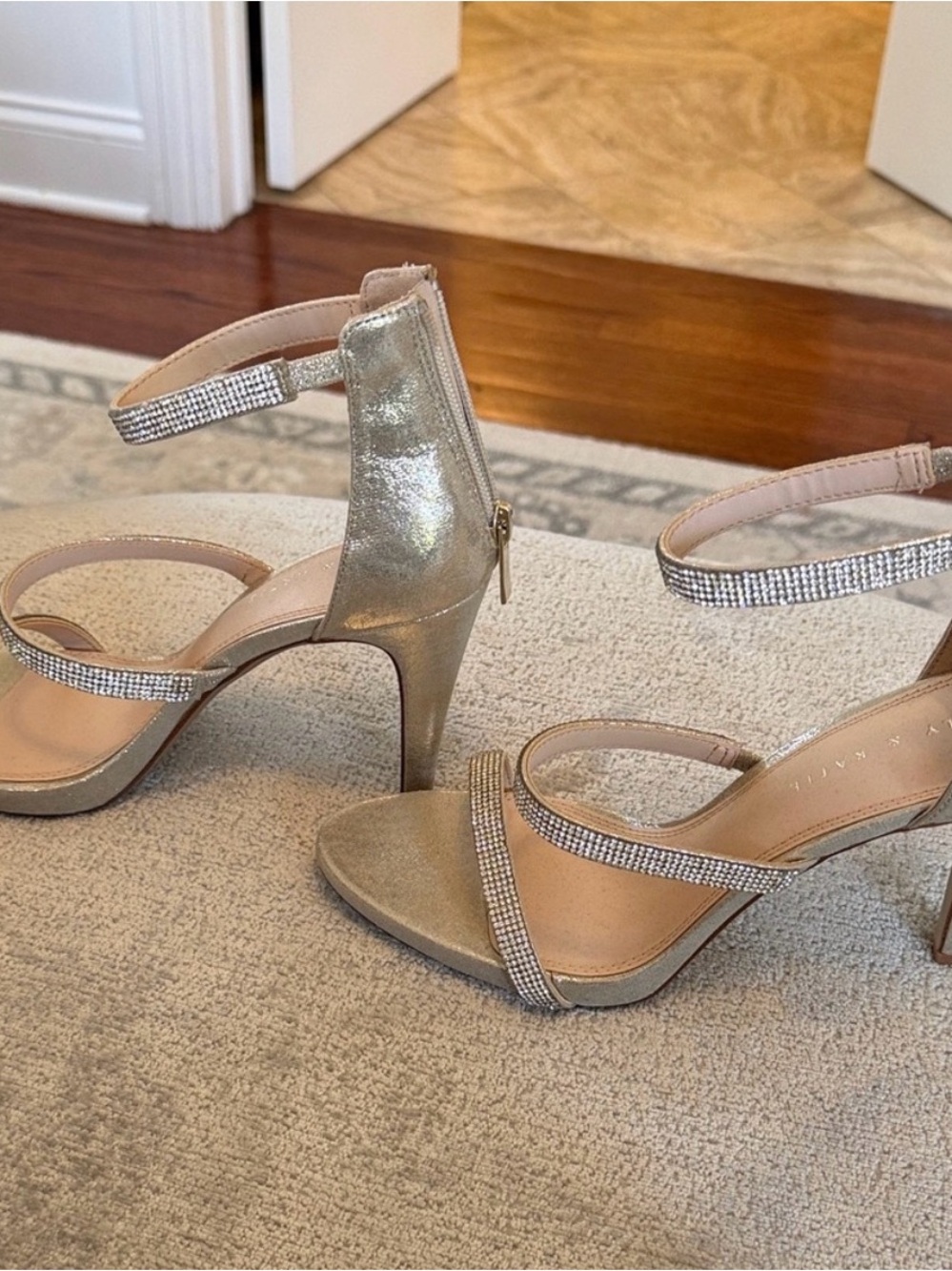 Kelly & Katie Gold Rhinestone Strappy Heels Size 10 NWT Wedding Prom